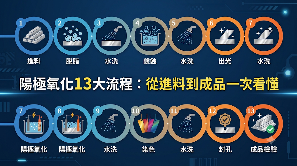 陽極氧化13大流程：從進料到成品一次看懂