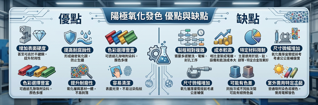 陽極氧化發色有哪些優點與缺點？