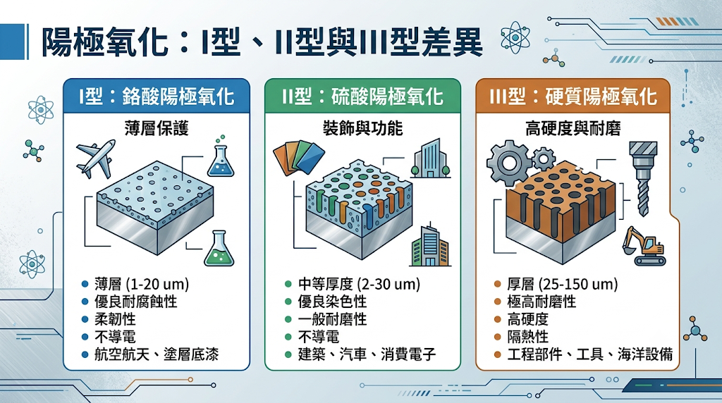 陽極氧化有哪些種類？I型、II型與III型差異