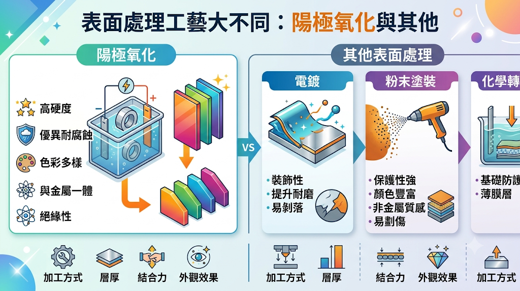 陽極氧化與其他表面處理有何不同？