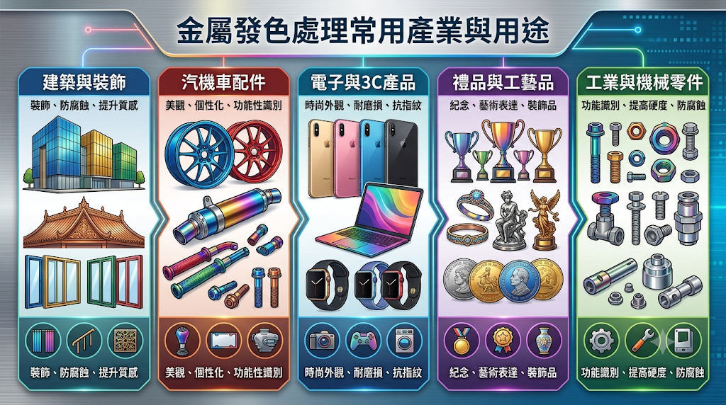 金屬發色處理常用在哪些產業與用途？