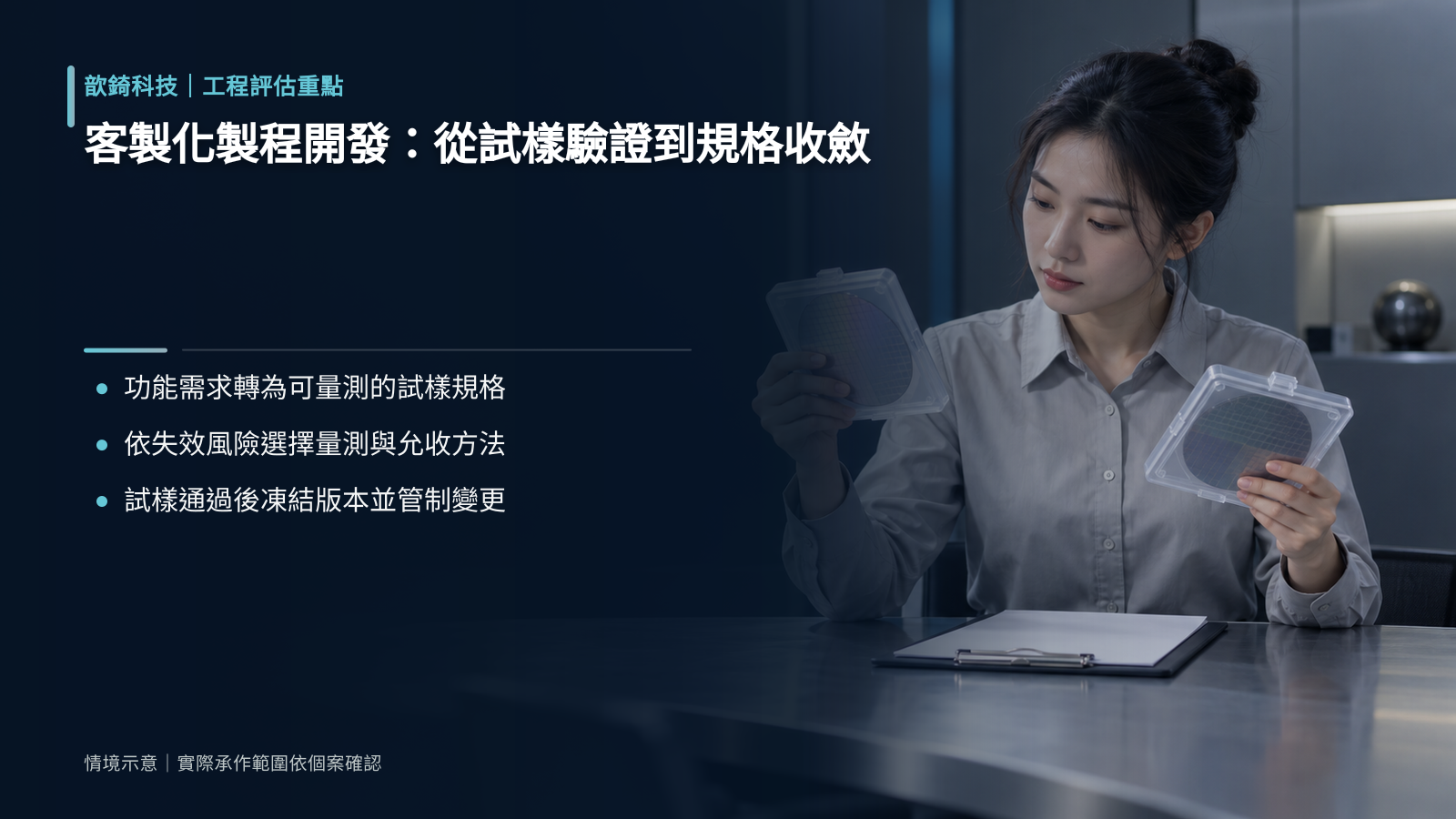 客製化製程開發：從試樣驗證到規格收斂